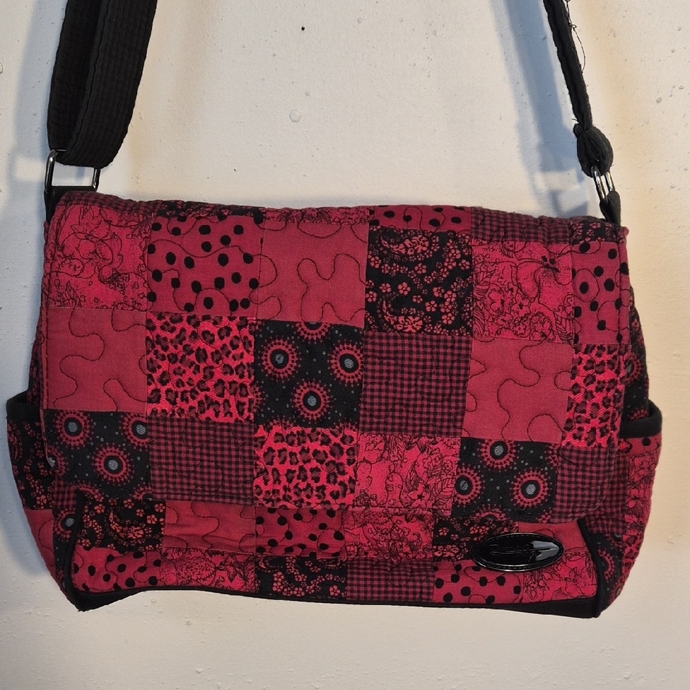 Patchwork Red And Black Shoulder Bag - image 2